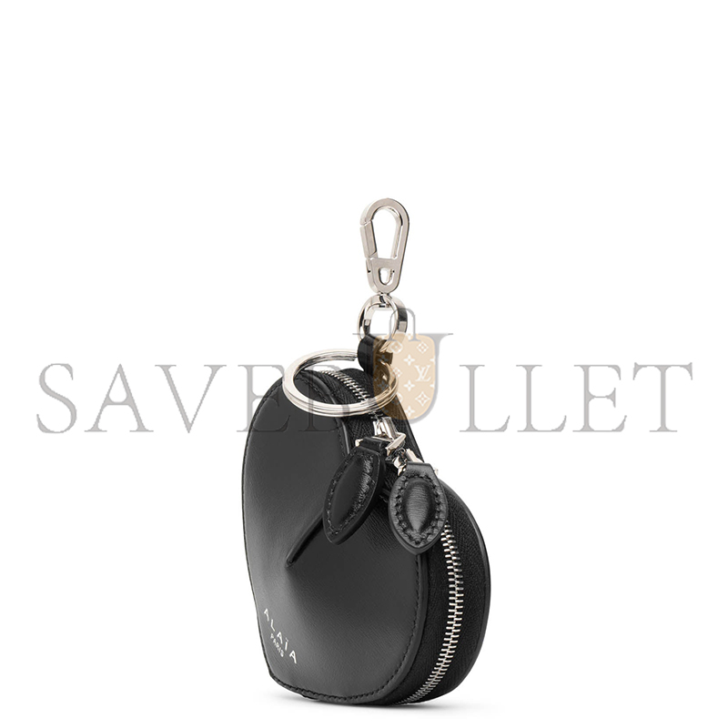 ALAÏA LE COEUR MINI BLACK LEATHER PURSE (10*8*2cm)